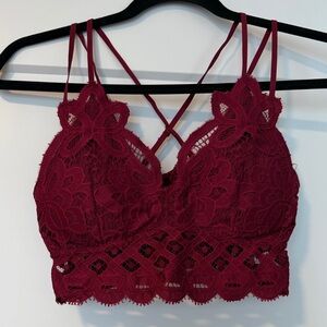 Anemone Lace Bandeau in Deep Red